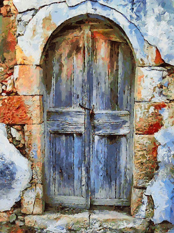 Door Collection II White Modern Wood Framed Art Print with Double Matting by Medeiros, Celito