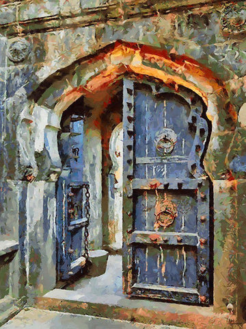 Door Collection IX Black Ornate Wood Framed Art Print with Double Matting by Medeiros, Celito