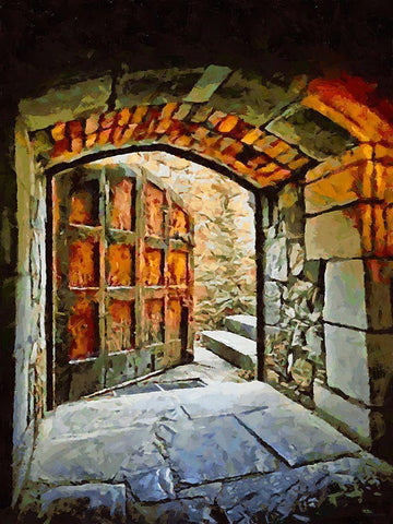 Door Collection X White Modern Wood Framed Art Print with Double Matting by Medeiros, Celito