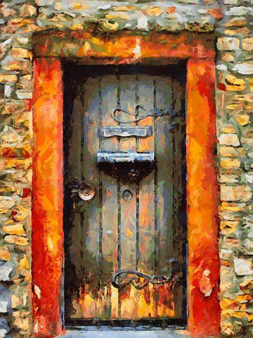 Door Collection XII Black Ornate Wood Framed Art Print with Double Matting by Medeiros, Celito