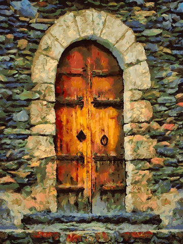 Door Collection XIII Black Ornate Wood Framed Art Print with Double Matting by Medeiros, Celito