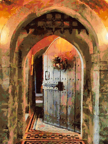 Door Collection XV Black Ornate Wood Framed Art Print with Double Matting by Medeiros, Celito