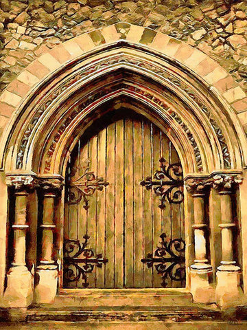 Door Collection XVI Black Ornate Wood Framed Art Print with Double Matting by Medeiros, Celito