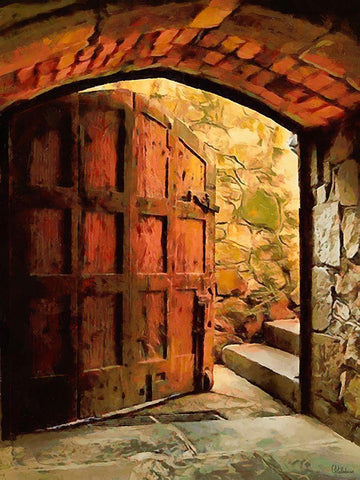 Door Collection XVII Black Ornate Wood Framed Art Print with Double Matting by Medeiros, Celito