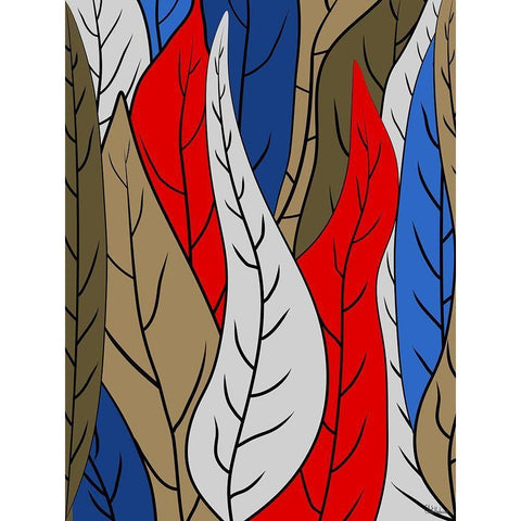 Leaves I Black Modern Wood Framed Art Print with Double Matting by Medeiros, Celito