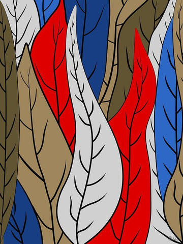 Leaves I White Modern Wood Framed Art Print with Double Matting by Medeiros, Celito