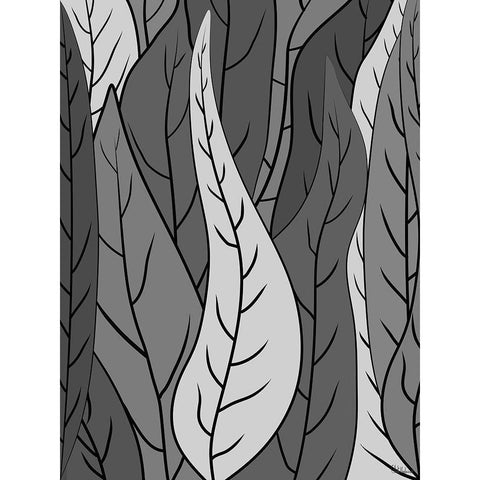 Leaves BW I Gold Ornate Wood Framed Art Print with Double Matting by Medeiros, Celito