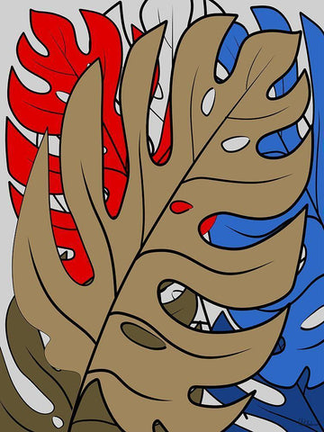 Leaves II Black Ornate Wood Framed Art Print with Double Matting by Medeiros, Celito
