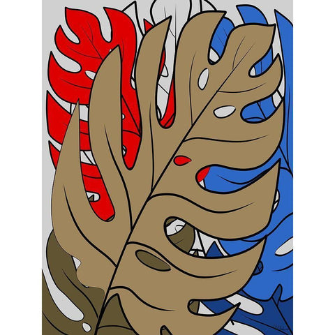 Leaves II Black Modern Wood Framed Art Print by Medeiros, Celito
