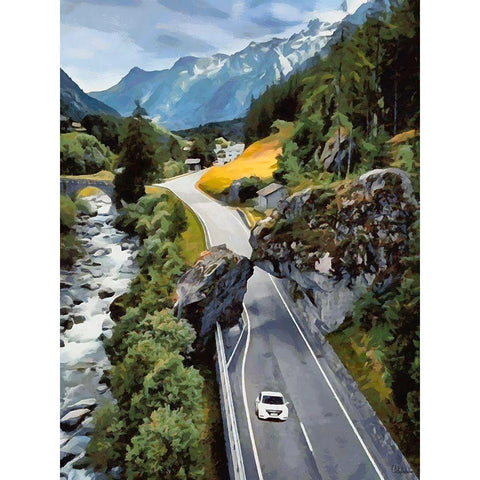 Scenic route with Rocks White Modern Wood Framed Art Print by Medeiros, Celito