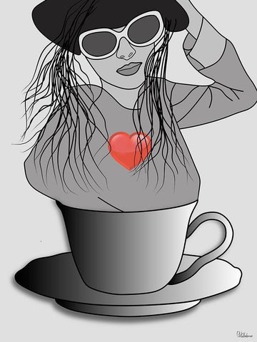 Heart Variation I Black Ornate Wood Framed Art Print with Double Matting by Medeiros, Celito