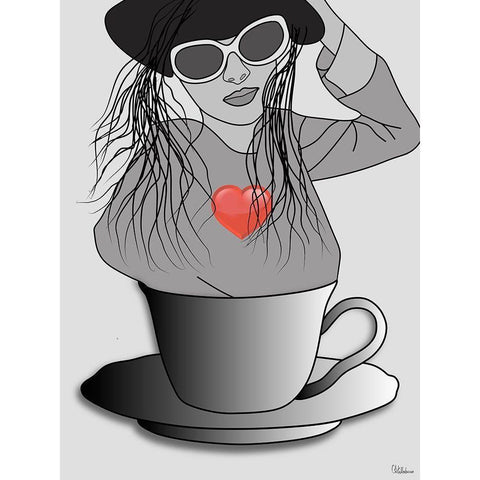 Heart Variation I Black Modern Wood Framed Art Print with Double Matting by Medeiros, Celito