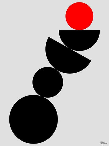 Black, white and Red II Black Ornate Wood Framed Art Print with Double Matting by Medeiros, Celito