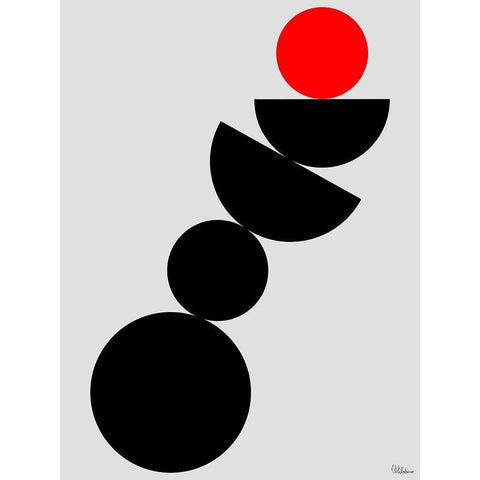 Black, white and Red II White Modern Wood Framed Art Print by Medeiros, Celito