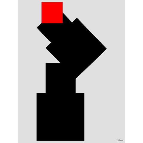 Black, white and Red III White Modern Wood Framed Art Print by Medeiros, Celito