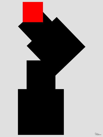 Black, white and Red III White Modern Wood Framed Art Print with Double Matting by Medeiros, Celito