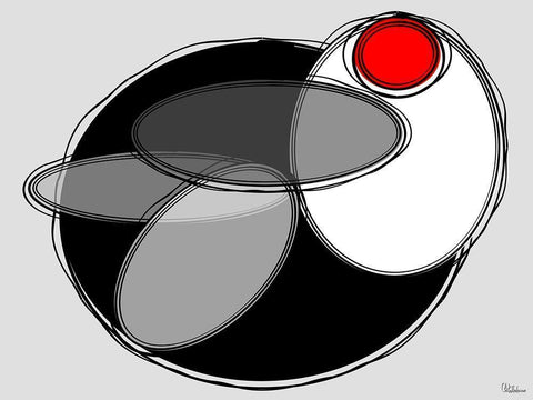 Black, white and Red IV White Modern Wood Framed Art Print with Double Matting by Medeiros, Celito