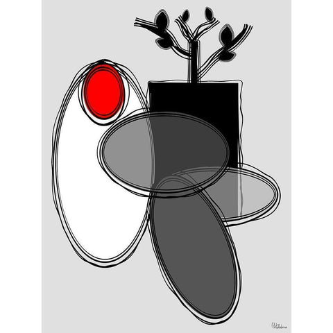 Black, white and Red V Black Modern Wood Framed Art Print by Medeiros, Celito