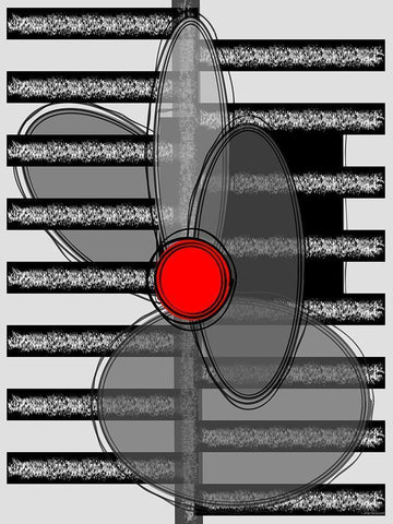 Black, white and Red VI Black Ornate Wood Framed Art Print with Double Matting by Medeiros, Celito