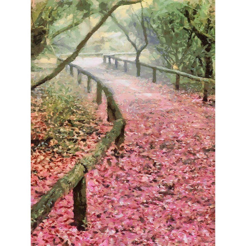 Pink Road Black Modern Wood Framed Art Print with Double Matting by Medeiros, Celito