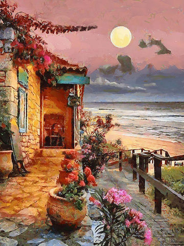 Sunset by the Ocean Black Ornate Wood Framed Art Print with Double Matting by Medeiros, Celito
