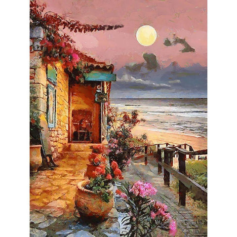 Sunset by the Ocean Black Modern Wood Framed Art Print by Medeiros, Celito