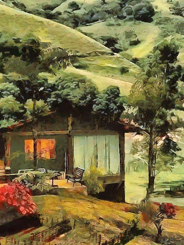 A House in Brazil White Modern Wood Framed Art Print with Double Matting by Medeiros, Celito