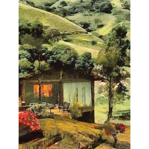 A House in Brazil White Modern Wood Framed Art Print by Medeiros, Celito