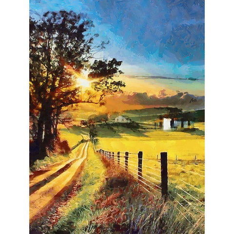 Sunset in the countryside Black Modern Wood Framed Art Print by Medeiros, Celito