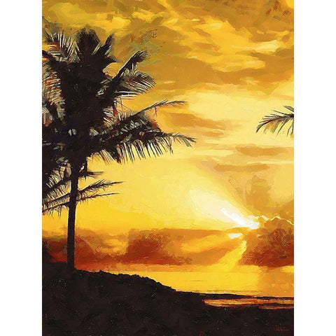 Sunset over the Palms - Diptych A White Modern Wood Framed Art Print by Medeiros, Celito