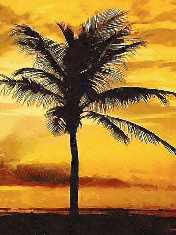Sunset over the Palms - Diptych B Black Ornate Wood Framed Art Print with Double Matting by Medeiros, Celito