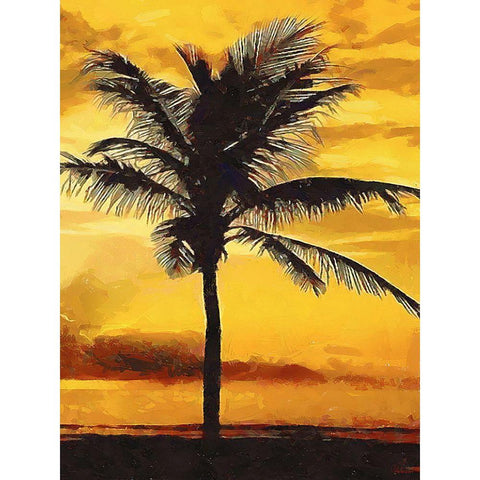 Sunset over the Palms - Diptych B Black Modern Wood Framed Art Print by Medeiros, Celito