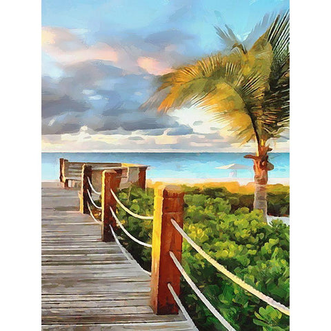 Pier to the Beach - Diptych B White Modern Wood Framed Art Print by Medeiros, Celito