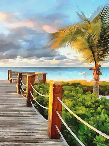 Pier to the Beach - Diptych B Black Ornate Wood Framed Art Print with Double Matting by Medeiros, Celito