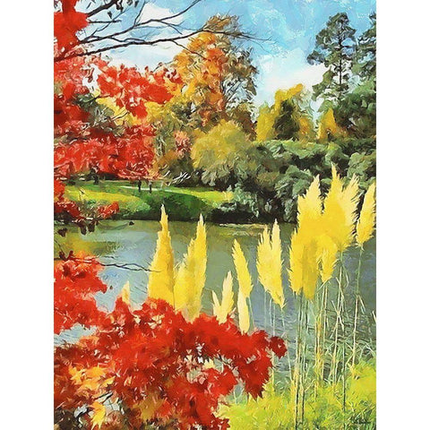Colorful Autumn Black Modern Wood Framed Art Print by Medeiros, Celito