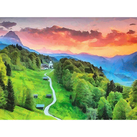 Path in the Mountains Black Modern Wood Framed Art Print by Medeiros, Celito