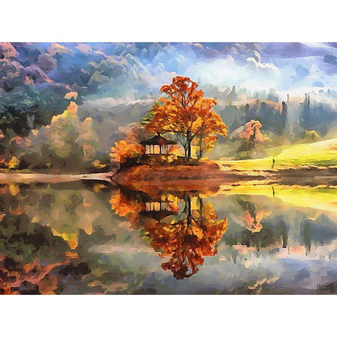 Beautiful Autumn White Modern Wood Framed Art Print by Medeiros, Celito