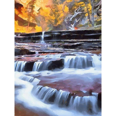 Small Watterfall - Diptych B Black Modern Wood Framed Art Print by Medeiros, Celito