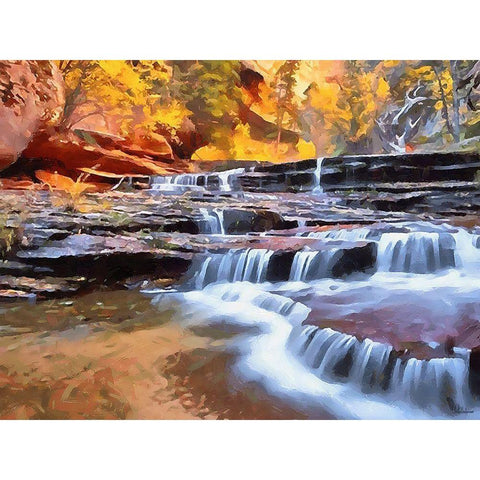 Small Watterfall on the River Black Modern Wood Framed Art Print with Double Matting by Medeiros, Celito