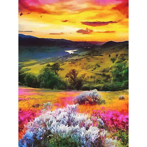 Landscape after Sunset Black Modern Wood Framed Art Print with Double Matting by Medeiros, Celito