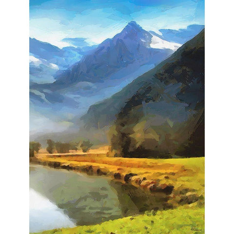River under the Mountains - Diptych B Black Modern Wood Framed Art Print by Medeiros, Celito