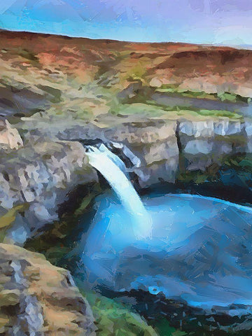 Wattefall on Iceland White Modern Wood Framed Art Print with Double Matting by Medeiros, Celito