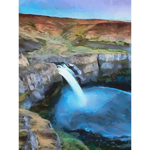 Wattefall on Iceland White Modern Wood Framed Art Print by Medeiros, Celito