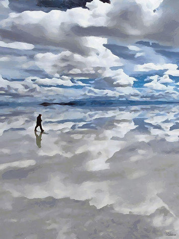 Walk between Salt and Sky - Diptych A Black Ornate Wood Framed Art Print with Double Matting by Medeiros, Celito