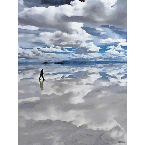 Walk between Salt and Sky - Diptych A White Modern Wood Framed Art Print by Medeiros, Celito