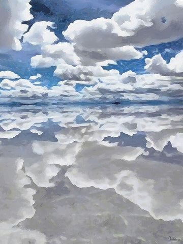 Walk between Salt and Sky - Diptych B White Modern Wood Framed Art Print with Double Matting by Medeiros, Celito