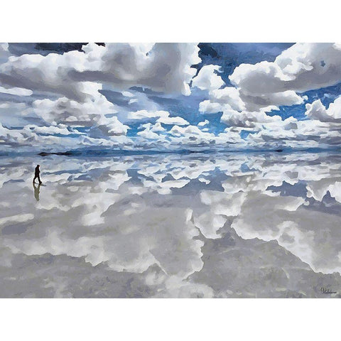 Walk between Salt and Sky Black Modern Wood Framed Art Print by Medeiros, Celito