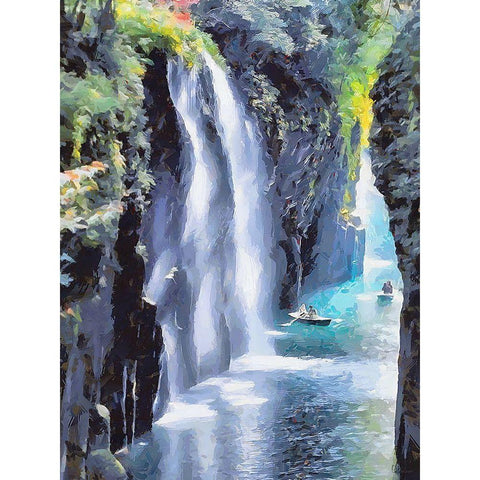 Great Watterfall Black Modern Wood Framed Art Print by Medeiros, Celito