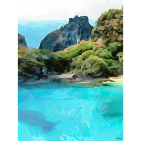 Bay with Rocks - Diptych B Gold Ornate Wood Framed Art Print with Double Matting by Medeiros, Celito