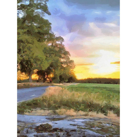 Oak Way by Sunset - Diptych B White Modern Wood Framed Art Print by Medeiros, Celito